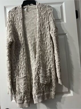 Open-Front Chunky Knit Cardigan Sweater - Cream